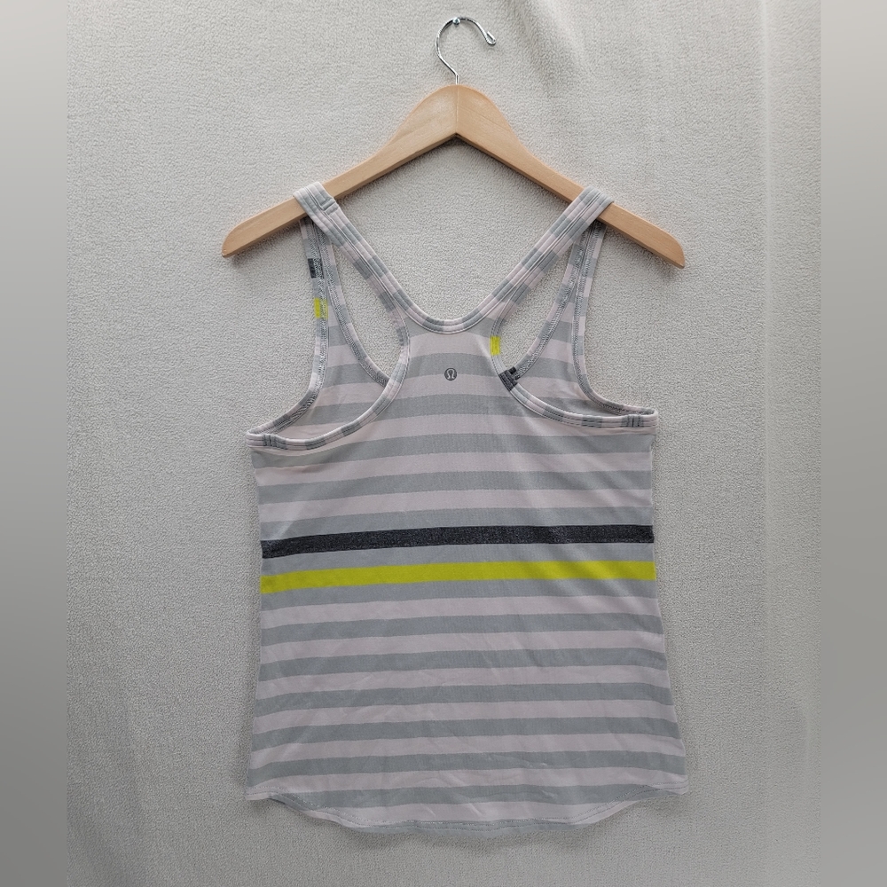Lululemon Racerback Tank Top Yellow and Gray Stripes Fits SIZE- Small/4